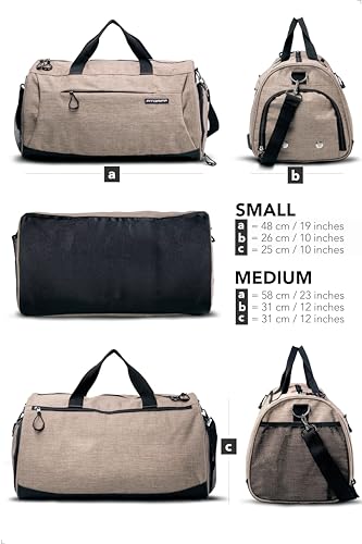 Fitgriff® Borsone Palestra Uomo & Donna V1 - Borsa Sportivo Con Porta Scarpe E Tasca Umida Da Viaggio, Sport, Fitness, Piscina - Duffel Bag (Sand, 48 X 26 X 25 Cm (Small)) - 6