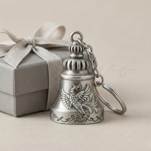 Image of OTTAVO Guardian Bell Keychain, Oxidized Copper, Tibetan Style, 5 cm Height, Good Luck Charm