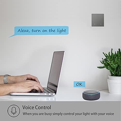 Xenon Smart Zigbee Light Switch:Push Button Wall Switches Compatible with Alexa Google Home APP Remote Control Timer,Need Neutral Wire Tuya Zigbee Hub Needed CE RED certified Grey Black 2Gang 4pack