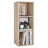 Bücherregal Bücherschrank 3 Nischen Standregal Aktenregal aus Holz für Wohnzimmer Büro Schlafzimmer 30 x 30 x 80 cm Eiche