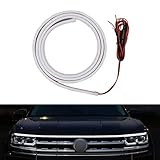 Slykew 1 PC Car LED Hood Light Strip, 12V Through-Type Center Grille Decorative Daytime Running Light, Universal Waterproof Vehicle Ambient Light Accessories for Cars SUVs Trucks (White #59In)