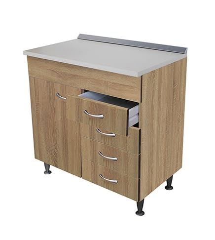 Arredobagno e Cucine Mobile cucina componibile cm80, con uno sportello e cassetti laterali dx, rovere