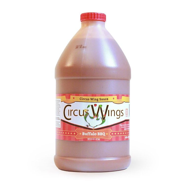 Salsa de ala de circo de 64 onzas. Salsa BBQ de búfalo dulce y picante - Salsa de alas se encuentra con la barbacoa, lo mejor de ambos mundos