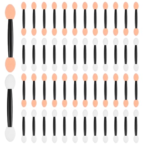 LOPHE Sponge Eyeshadow Brush, 50 Stück Mini Lidschatten Applikator, Lidschatten Pinsel Doppelseitige Color Einweg Lidschattenpinsel für Frauen und Mädchen