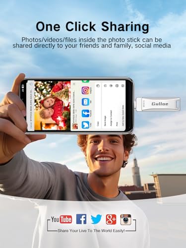 Gulloe 512GB Flash Drive Intended for iPhone, Plug and Play, No Application Required, Memory Stick Storage for Photos and Videos Backup, Compatible with iPhone iPad Android PC (Metal Silver)