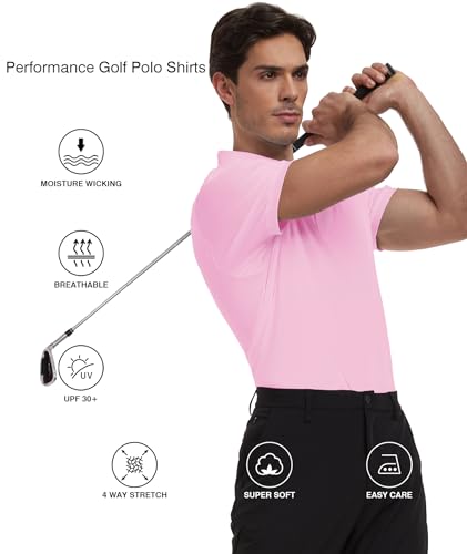 Men's Polo Shirts Short Sleeve Moisture Wicking Performance Golf Shirts Collared Lightweight Casual T-Shirt Athletic3