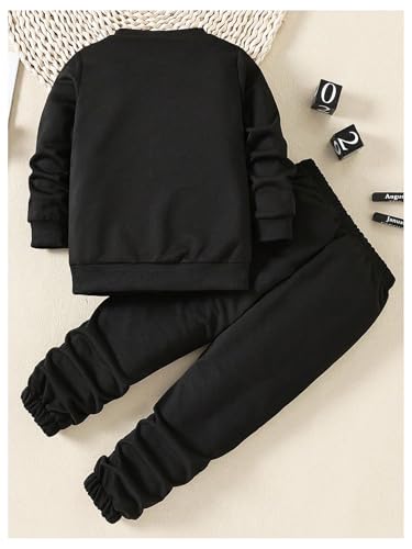 WDIRARA Boy's 2 Piece Outfits Spiderweb Graphic Long Sleeve Sweatshirt Pants Set Athletic Tracksuits2