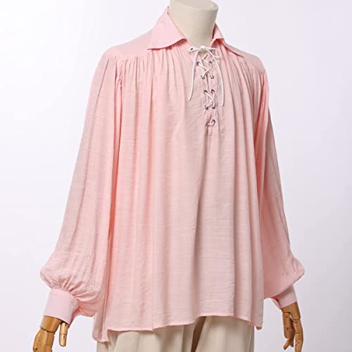 Miniatura 2 de Graceart Camisa De Pirata Medieval De Poeta De Gran Tamaño, Traje De Festival Renacentista, Informal, Para Hombre O Mujer, Rosa, M