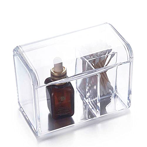 Acrílico Store Organizador Com 2 Divisórias Em Acrílico Para Cotonete Algodão E Maquiagem