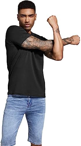 Boyzn Men's 4 Pack Cotton T-Shirts, Men's Short Sleeve Tees, Crewneck Cotton T-Shirts for Men Black/Black/Black/Black-4P03-L - 2