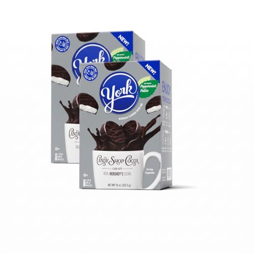Candy Shop Cocoa YORK Peppermint Pattie Cocoa Mix Hot Chocolate Make Hot or Iced Cocoa Made With Real Milk Gluten Free 1.25 oz packet (8 count) (Pack of 2)