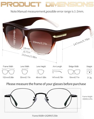 Image of KANASTAL Over Glasses Sunglasses Square Fit Over Polarized Sunglasses UV400