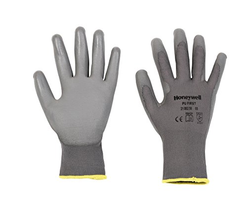 Honeywell 2100250-08 PU 1st Grey General Purpose Gloves, Fine Handling in Dry environment, EN 388 4131- Size 8 (Pack of 10 pairs)