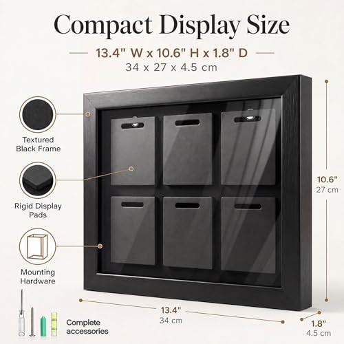 Image of Silipull 6 Medals 3D Large Medal Shadow Box Display Case with Glass Cover, Medal Holder Display Frame 98% UV Protection 13.4 x 10.6 Inches for Runners Marathon Triathlon Soccer Gymnastics All Sports