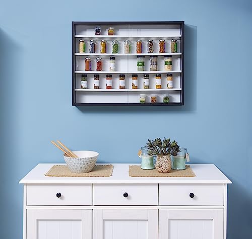 Inter Link - Sammlervitrine - Hängevitrine - Wandregal - Glasvitrine - Wandvitrine - Hängeregal - Schaukasten - MDF - Schwarz/Weiß (80x60x9.5 cm) Collecty Schwarz