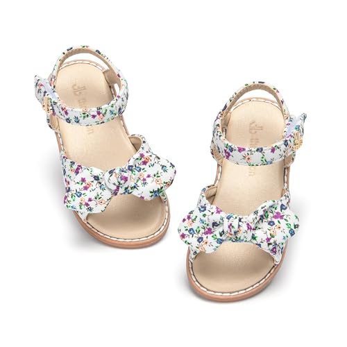 Image of THEE BRON Toddler Girls Sandals Wedding Flower Girl Dress Shoes Open Toe Flats