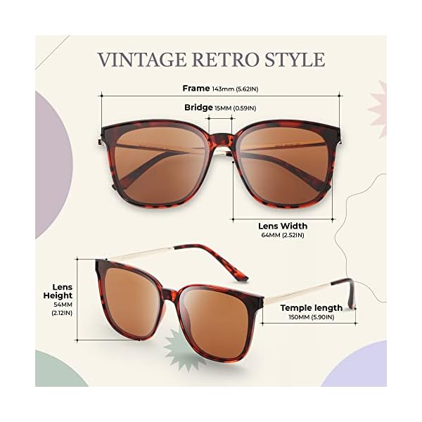 DUCO Retro Round Sunglasses for Women Vintage Polarized Mirrored Sun Glasses Lightweight Metal Frame UV400 Protection W016, 06-tortoise Brown, common - Image 5