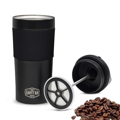 LEAVITT BAY COFFEE Black Portable French Press Travel Mug & Coffee Maker