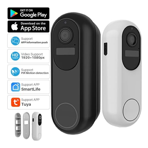 Sonnette vidéo intelligente sans fil 1080p, 2,4 GHz/5 GHz, Wi-Fi, étanche, vision nocturne, interphone intelligent pour la maison