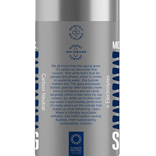 Open Water Sparkling Bottled Water with Electrolytes in 16-oz Aluminum Bottles (2 Cases, 24 bottles - Sparkling) | BPA-free and Eco friendly - Thumbnail 2