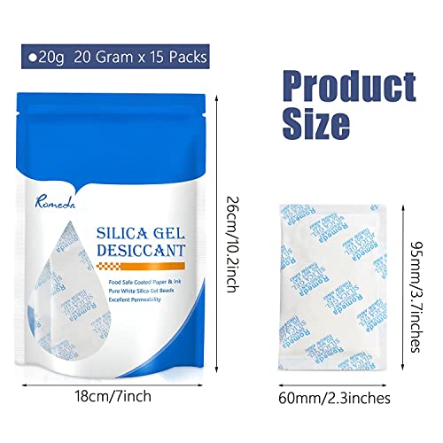 Romeda ZQG-427 15 Pcs 20 Gram Silica Gel Packs, Transparent Desiccant thumb #1