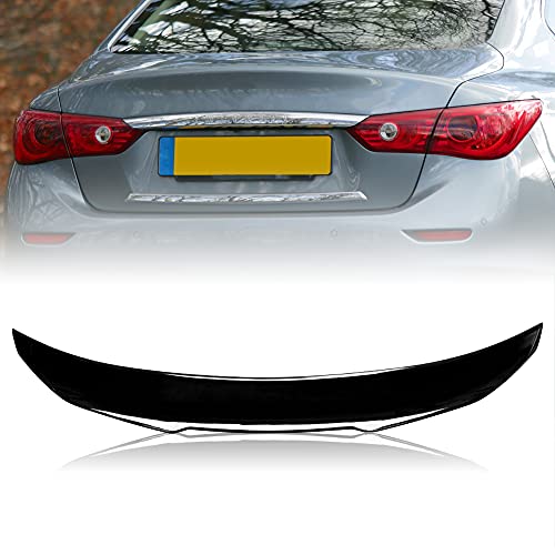 Rolling Gears Gloss Black Painted ABS Trunk Spoiler Wing Compatible with 2014-21 Infiniti Q50 Q50S Sedan (DN-Type)