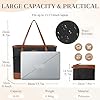 Kasgo Sac Cabas Femme, Grand 15,6 Pouces Sac Ordinateur Femme Poches Multiples Imperméable Set de Sac Fourre Tout Sac de Cours Lycee avec Pochette pour Travail Affaire Voyage Noir et Marron #1