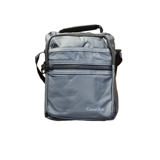 Shoulder Bag, Bolsa Transversal Masculina de Ombro, 5 Bolsos, Resistente à Água, Premium, Prática, Versatil (Cinza)