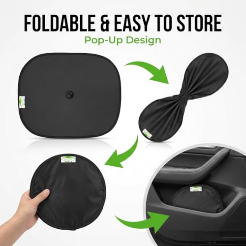 Image of DETACHI Car Side Window Sunshade for Cars 4 Pcs Black Mesh Sun Shade with Suction Cup Foldable Side Window Curtain for Sunlight, Glare & Privacy Portable Car Window Shade for Rear & Side Windows