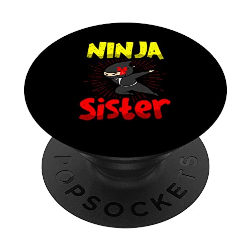 Ninja Sister Japanese Mercenary Shinobi Kunai Shuriken PopSockets Swappable PopGrip, Black