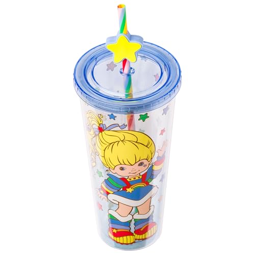 Image of Silver Buffalo Rainbow Brite, Plastic Cold Cup, 24oz | Includes Lid and Straw Topper, 0.71 Liters