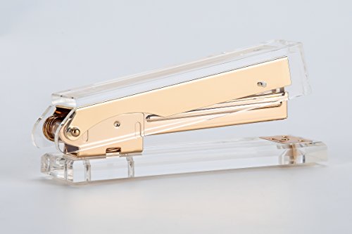 Clear Gold Toned Acrylic Stapler By Ds Draymond Story - Fits Standard Staples (24/6 Or 26/6) - Graduation Gifts Gold #TOP4