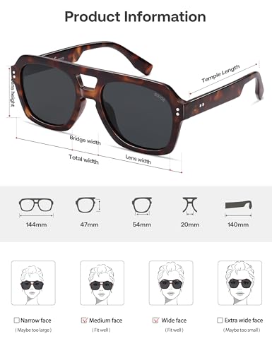 Image of SOJOS Retro Thick Polarized Aviator Sunglasses for Women Men, Large Trendy Bold Square Pilot Shades SJ2385