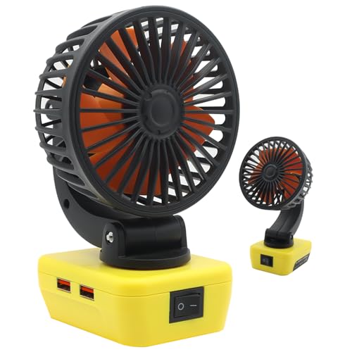 Image of Akocire Jobsite Battery Operated Fan Compatible with Dewalt 18V 20V Max Battery, Cordless Portable Work Fan Brushless Cooler with Upgraded Low Voltage Protection and 2X2.1A USB Ports