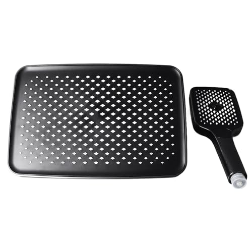 HERCHR Pommeau De Douche Double Carré Combiné, Pomme De Douche à Main, Pomme De Douche à Haute Pression, Pomme De Douche à Effet De Pluie pour Salle De Bain, Noir