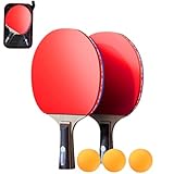 Tischtennisschläger Set mit 2 Schlägern und 3 matten Tischtennisbällen, Premium Tischtennis Schläger für Freizeit,Training, Kinder,Erwachsene