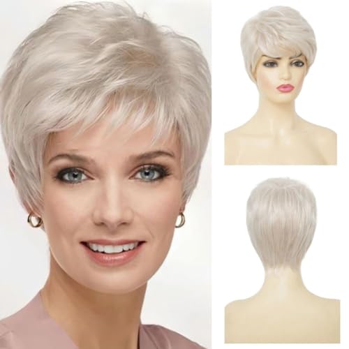 Salaibs Blonde Short Wigs for Women Pixie Cut Wig with Bangs