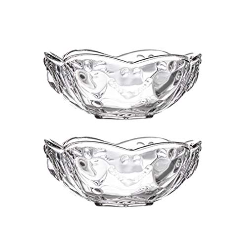 Hemobllo Tazones Para Mojar y Sazonar De Vidrio Transparente 11.2 Cm, Platos Salsa Para Condimentos, Uso Doméstico y Restaurantes, Pack De 2 Unidades