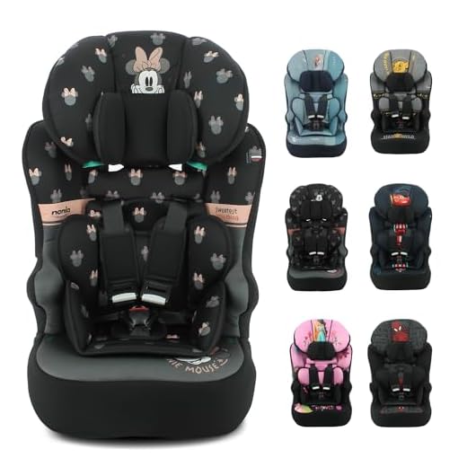 Nania - RACE I 76-140 cm R129 i-Size silla de auto con cinturón - Para niños de 3 a 10 años - Reposacabezas regulable en altura - Base reclinable - Made in France (Minnie)