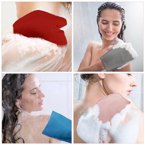 Image of Tatuo 12 Pack Korean Exfoliating Mitts, Italy Towel,8 x 5.5 in,Pastel | Body Washcloth, Remove Dead Skin, Viscose Rayon Scrubber for Home Spa, for Keratosis Pilaris, Reusable Full Body Use