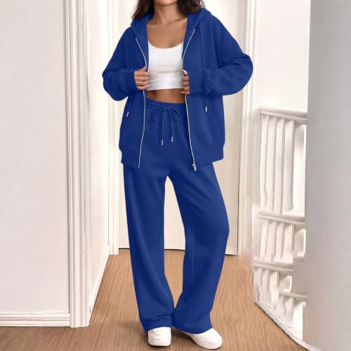 SdGgsgv Sweat Sets Women Zip Up Hoodie Wide Leg Sweat Pants Gym Sweatset - image 2