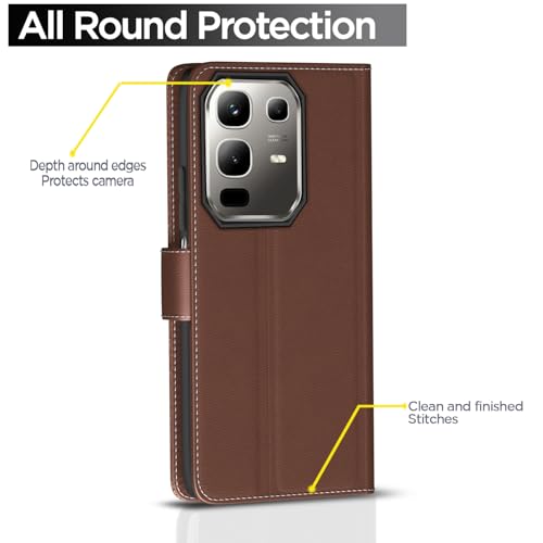 Image of Outlouders Flip Cover for Infinix Note 50x 5G | Leather Finish | Wallet Stand and Shock Proof | Complete Protection Flip Case (Tan)