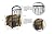Lizh Metalwork Fireplace Log holder with Fireplace Tools, Wrought Iron Indoor Stove Accessories Firewood Rack Holder Lumber Storage Stacking Log Holder Log Bin with Tongs Shovel Poker and Brush