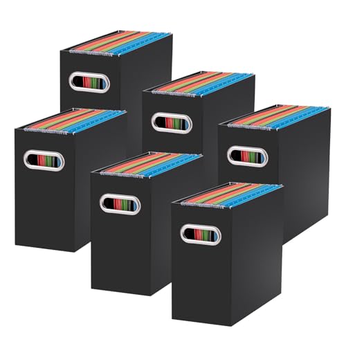 Oterri File Organizer, 6 Packs Small Storage Box, Cardboard File Folder Organizer, Collapsible File Box for Hanging File Folders Letter Size, Portable