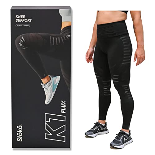 Stoko Women’s K1 Flux Knee Brace | Medical-Grade Knee Brace in an Athletic Tight (Black, Large)