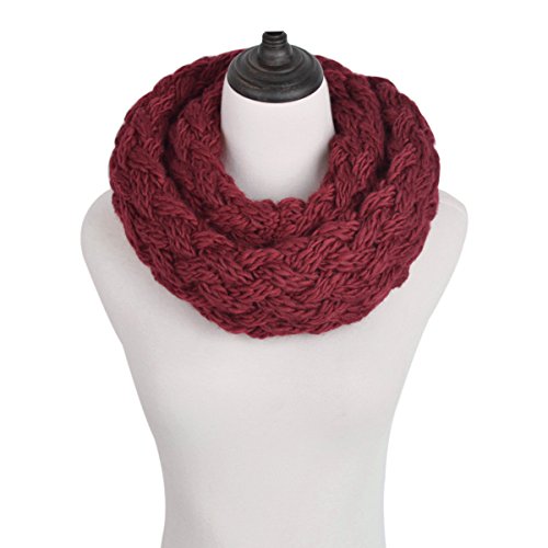Premium Solid Winter Criss Cross Knit Thick Infinity Loop Circle Scarf2