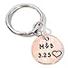 Personalized Lucky Copper Penny Key Chain with Date, Initials and Heart Around Year