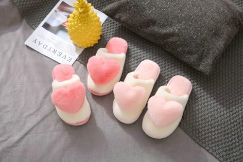Women's Sweet 3D Heart Love Fuzzy Slippers Slide-On Fluffy Comfortable Fur Lined Indoor Cozy Slippers Girls Gift3