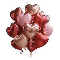 Sanu Belle Herz Folienballon 24 Stück Rot Rosa Rosegold 18 Zoll Herzluftballons Hochzeit Herzballons Helium für Party,Valentinstag,Hochzeit,Verlobung,Muttertag,Geburtstagsdeko 205013 – Ansicht 1