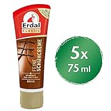 Erdal Feine Schuhcreme braun, Tubencreme für Glattlederschuhe, mit echtem Mandelöl, 5er Pack (5 x 75 ml)
